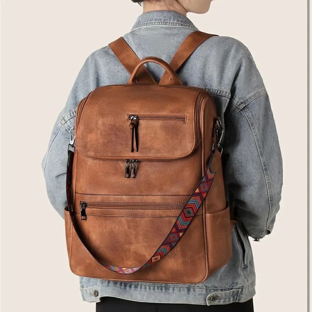 Leather Travel Backpack Bag